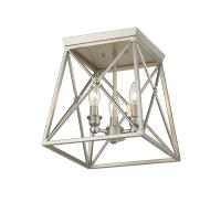 Three Light Flush Mount by Z-Lite - Trestle Collection, Antique Silver Finish - 447F11-AS