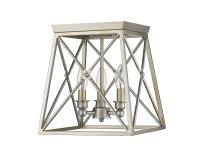 Three Light Flush Mount by Z-Lite - Trestle Collection, Antique Silver Finish - 447F11-AS