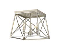 Three Light Flush Mount by Z-Lite - Trestle Collection, Antique Silver Finish - 447F14-AS