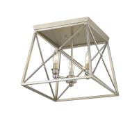 Three Light Flush Mount by Z-Lite - Trestle Collection, Antique Silver Finish - 447F14-AS