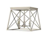 Three Light Flush Mount by Z-Lite - Trestle Collection, Antique Silver Finish - 447F14-AS