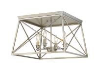 Four Light Flush Mount by Z-Lite - Trestle Collection, Antique Silver Finish - 447F18-AS