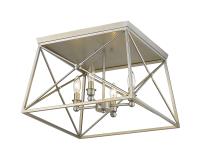 Four Light Flush Mount by Z-Lite - Trestle Collection, Antique Silver Finish - 447F18-AS