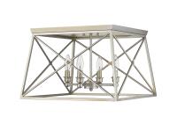 Four Light Flush Mount by Z-Lite - Trestle Collection, Antique Silver Finish - 447F18-AS
