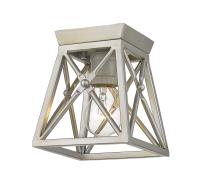 One Light Flush Mount by Z-Lite - Trestle Collection, Antique Silver Finish - 447F1-AS