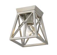 One Light Flush Mount by Z-Lite - Trestle Collection, Antique Silver Finish - 447F1-AS