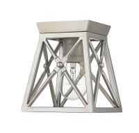 One Light Flush Mount by Z-Lite - Trestle Collection, Antique Silver Finish - 447F1-AS