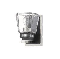 One Light Wall Sconce by Z-Lite - Jackson Collection, Brushed Nickel + Matte Black Finish - 474-1S-BN-MB