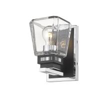 One Light Wall Sconce by Z-Lite - Jackson Collection, Chrome + Matte Black Finish - 474-1S-CH-MB