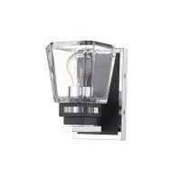 One Light Wall Sconce by Z-Lite - Jackson Collection, Chrome + Matte Black Finish - 474-1S-CH-MB