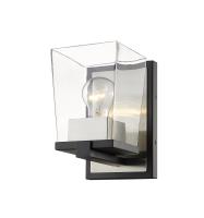 One Light Wall Sconce by Z-Lite - Bleeker Street Collection, Matte Black + Brushed Nickel Finish - 475-1S-MB-BN