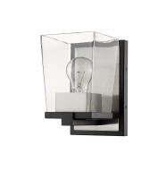 One Light Wall Sconce by Z-Lite - Bleeker Street Collection, Matte Black + Brushed Nickel Finish - 475-1S-MB-BN