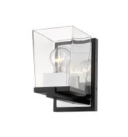 One Light Wall Sconce by Z-Lite - Bleeker Street Collection, Matte Black + Chrome Finish - 475-1S-MB-CH
