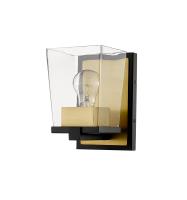 One Light Wall Sconce by Z-Lite - Bleeker Street Collection, Matte Black + Olde Brass Finish - 475-1S-MB-OBR