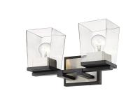 Two Light Vanity by Z-Lite - Bleeker Street Collection, Matte Black + Brushed Nickel Finish - 475-2V-MB-BN