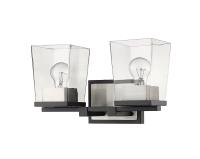 Two Light Vanity by Z-Lite - Bleeker Street Collection, Matte Black + Brushed Nickel Finish - 475-2V-MB-BN