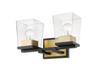 Two Light Vanity by Z-Lite - Bleeker Street Collection, Matte Black + Olde Brass Finish - 475-2V-MB-OBR