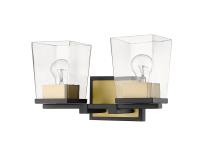 Two Light Vanity by Z-Lite - Bleeker Street Collection, Matte Black + Olde Brass Finish - 475-2V-MB-OBR