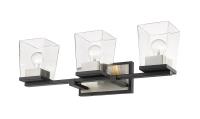 Three Light Vanity by Z-Lite - Bleeker Street Collection, Matte Black + Brushed Nickel Finish - 475-3V-MB-BN