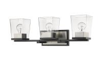 Three Light Vanity by Z-Lite - Bleeker Street Collection, Matte Black + Brushed Nickel Finish - 475-3V-MB-BN