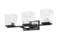 Three Light Vanity by Z-Lite - Bleeker Street Collection, Matte Black + Chrome Finish - 475-3V-MB-CH