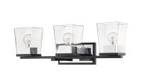 Three Light Vanity by Z-Lite - Bleeker Street Collection, Matte Black + Chrome Finish - 475-3V-MB-CH