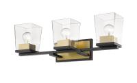 Three Light Vanity by Z-Lite - Bleeker Street Collection, Matte Black + Olde Brass Finish - 475-3V-MB-OBR