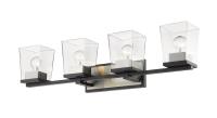 Four Light Vanity by Z-Lite - Bleeker Street Collection, Matte Black + Brushed Nickel Finish - 475-4V-MB-BN