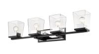Four Light Vanity by Z-Lite - Bleeker Street Collection, Matte Black + Chrome Finish - 475-4V-MB-CH