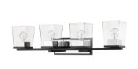 Four Light Vanity by Z-Lite - Bleeker Street Collection, Matte Black + Chrome Finish - 475-4V-MB-CH