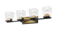 Four Light Vanity by Z-Lite - Bleeker Street Collection, Matte Black + Olde Brass Finish - 475-4V-MB-OBR