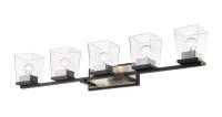 Five Light Vanity by Z-Lite - Bleeker Street Collection, Matte Black + Brushed Nickel Finish - 475-5V-MB-BN