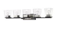 Five Light Vanity by Z-Lite - Bleeker Street Collection, Matte Black + Brushed Nickel Finish - 475-5V-MB-BN