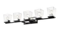 Five Light Vanity by Z-Lite - Bleeker Street Collection, Matte Black + Chrome Finish - 475-5V-MB-CH