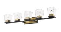Five Light Vanity by Z-Lite - Bleeker Street Collection, Matte Black + Olde Brass Finish - 475-5V-MB-OBR