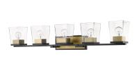 Five Light Vanity by Z-Lite - Bleeker Street Collection, Matte Black + Olde Brass Finish - 475-5V-MB-OBR