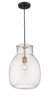 One Light Pendant by Z-Lite - Bella Collection, Matte Black + Olde Brass Finish - 476P-MB-OBR
