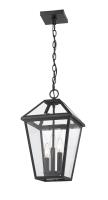 Three Light Outdoor Chain Mount Ceiling Fixture by Z-Lite - Talbot Collection, Black Finish - 579CHB-BK