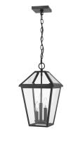 Three Light Outdoor Chain Mount Ceiling Fixture by Z-Lite - Talbot Collection, Black Finish - 579CHB-BK
