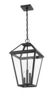 Three Light Outdoor Chain Mount Ceiling Fixture by Z-Lite - Talbot Collection, Black Finish - 579CHXL-BK