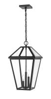 Three Light Outdoor Chain Mount Ceiling Fixture by Z-Lite - Talbot Collection, Black Finish - 579CHXL-BK