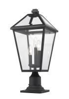 Three Light Outdoor Pier Mounted Fixture by Z-Lite - Talbot Collection, Black Finish - 579PHBR-533PM-BK