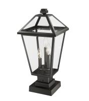 Three Light Outdoor Pier Mounted Fixture by Z-Lite - Talbot Collection, Black Finish - 579PHBS-SQPM-BK