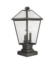 Three Light Outdoor Pier Mounted Fixture by Z-Lite - Talbot Collection, Black Finish - 579PHBS-SQPM-BK