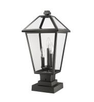 Three Light Outdoor Pier Mounted Fixture by Z-Lite - Talbot Collection, Black Finish - 579PHBS-SQPM-BK