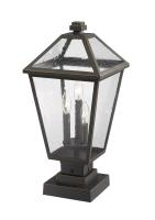Three Light Outdoor Pier Mounted Fixture by Z-Lite - Talbot Collection, Oil Rubbed Bronze Finish - 579PHBS-SQPM-ORB