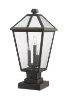 Three Light Outdoor Pier Mounted Fixture by Z-Lite - Talbot Collection, Oil Rubbed Bronze Finish - 579PHBS-SQPM-ORB