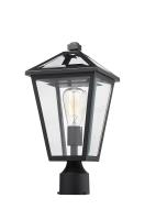 One Light Outdoor Post Mount Fixture by Z-Lite - Talbot Collection, Black Finish - 579PHMR-BK