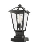One Light Outdoor Pier Mounted Fixture by Z-Lite - Talbot Collection, Black Finish - 579PHMS-SQPM-BK