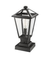 One Light Outdoor Pier Mounted Fixture by Z-Lite - Talbot Collection, Black Finish - 579PHMS-SQPM-BK